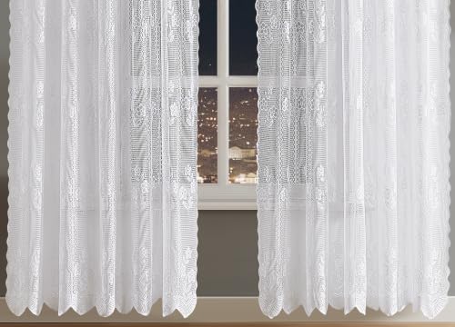 Warm Home Designs Pair of 2 54 x 63 White Crochet Curtains. SIC White 63” - color: White, size: 54"W x 63"L (Pack of 2)