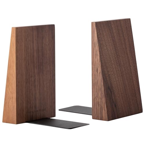 Muso Wood Handmade Walnut Book Ends for Shelves - color: Walnut Wood