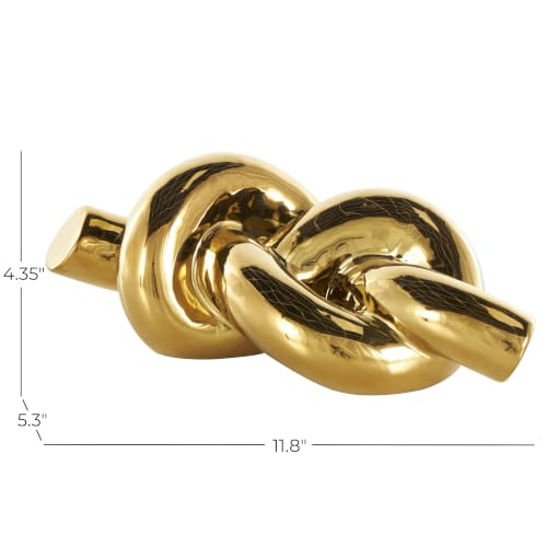 Deco 79 Ceramic Knot Sculpture, Sculpture 12" x 5" x 4", Gold - color: Gold, size: 12" x 5" x 4"