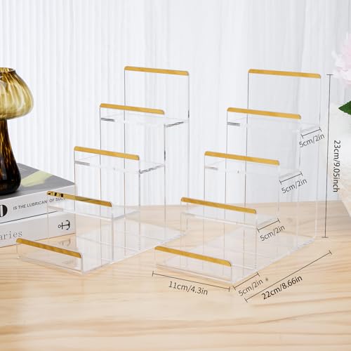 Purse Display Stands, 2 Pack 4-Tier Acrylic Wallet Holder Risers Stand, 2-Inch Spacing Clear Clutch Rack Handbag Display Shelf, 4MM Thick Counter Wallet Organizer for Figure Sunglasses Retail Vendor - size: 4 Tier(2pack)