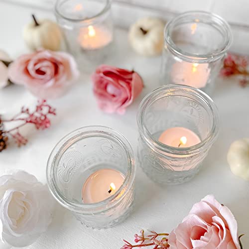 Kate Aspen Vintage Clear Glass Tealight & Votive Candle Holders (Set of 4), Farmhouse Decor, Room Decoration, Shelf Decor - color: Clear, size: Set of 4