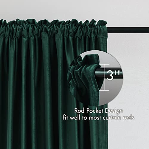 MIULEE Dark Green Blackout Velvet Curtains Drapes 72 Inch Long 52"x72" - color: Dark Green, size: 52"W x 72"L (Pack of 2)