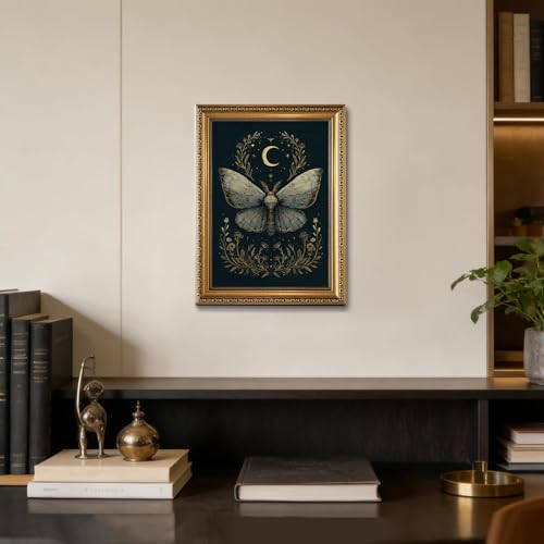 Vintage Gold Framed Butterfly Wall Art Academia Gothic Moths Wall Decor - color: butterfly, size: 16"L x 12"W