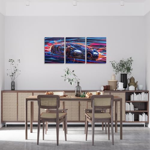 Feelyou Race Car Wall Art 12" x 16" x 3 - color: Grey Violet
