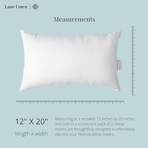 LANE LINEN 12x20 Pillow Inserts, Pack of 4, Soft, Down Alternative - White - size: 12x20