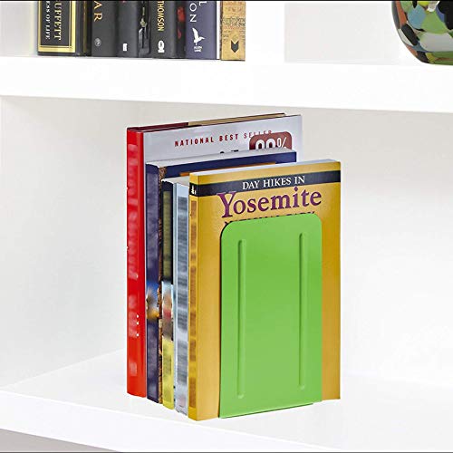 Acrimet Bookends for Shelves, Non-Skid Book Holder, Heavy Duty Book Stopper, Steel Metal Book Ends Storage for Home, Library, 6 7/8" H x 4" W x 4 1/2" D (Green Citrus) (1 Pair / 2 Pieces) - color: Green Citrus