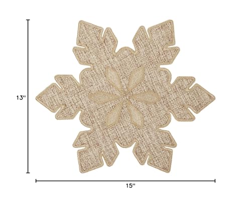 Feuille Christmas Placemats Set of 4 - Snowflake Burlap Holiday Placemats for Round Table, Farmhouse Winter Decor for Christmas Table Decorations - style: Snowflake