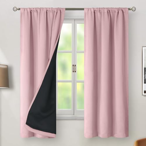 BGment Pink Blackout Curtains 63 Inches Long with Thermal Insulated Liner - color: Pink, size: 38"W x 63"L (Pack of 2)