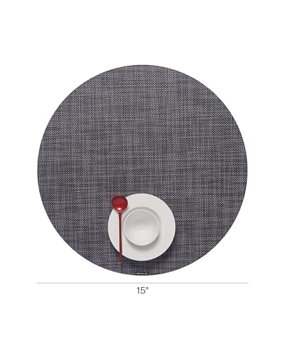 Chilewich Mini Basketweave Placemats, Round Woven Placemats Set of 4 - color: Cool Grey, size: 15" Round