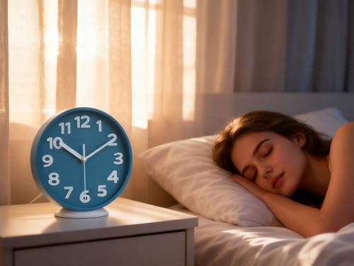 45MinST 8-Inch Blue Modern Wall Clock – Silent Non-Ticking, 3D Large Numbers, Accurate Timekeeping | Decorative Wall & Desk Clock with Stand for Living Room, Bedroom, Kitchen, or Office - color: 7.5''blue