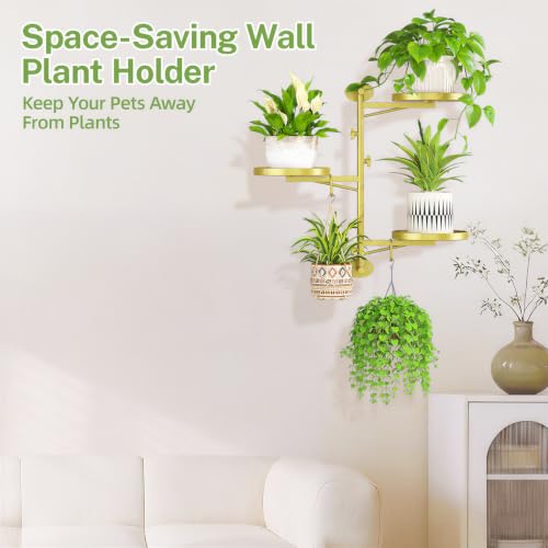 iDavosic.ly Wall Plant Holder, Rotating Floating Window Shelf, 3-Tier Gold - color: Shimmer Gold, size: 1 Pack