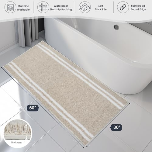 PURRUGS Bathroom Rug, Bath Mat, 30" x 60", Beige - color: Beige, size: 30" X 60"