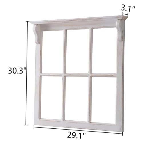 Sintosin Farmhouse Window Frames Wall Decor 29 X 30 Inch, Distressed White - color: White, 29.1" x 30.3"