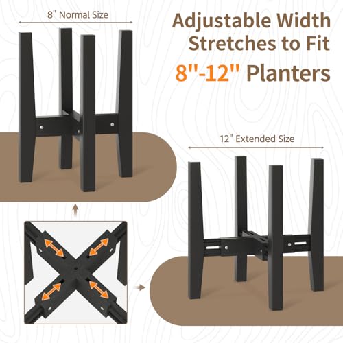 LASZOLA Plant Stand Flower Pot Holder Indoor Adjustable, Bamboo Black - color: 1 Pack Bamboo Black