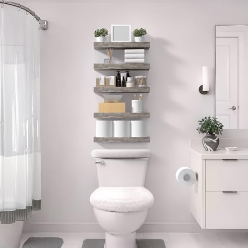 Sorbus 16 Inch Floating Shelves for Wall (5 Pack, Grey) - color: Grey, size: 5 Pack