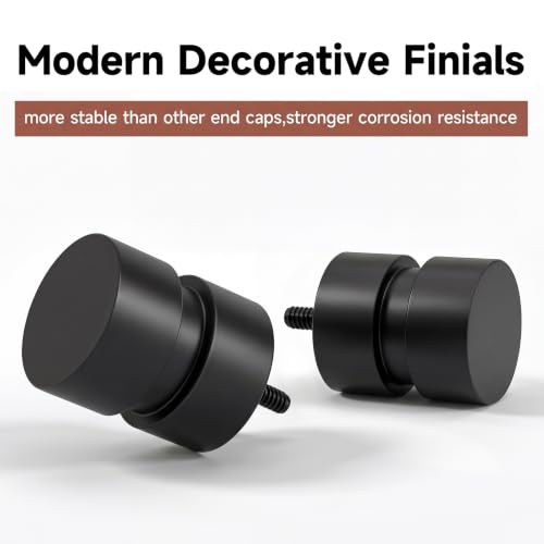 Black Curtain Rods for Windows 28 to 48 Inches, 1 Inch Heavy Duty Decorative Window Rod with Modern Sleek Finials, Adjustable Curtain Rod Set for Bedroom Living Room Patio - color: Black, size: 28"-58"