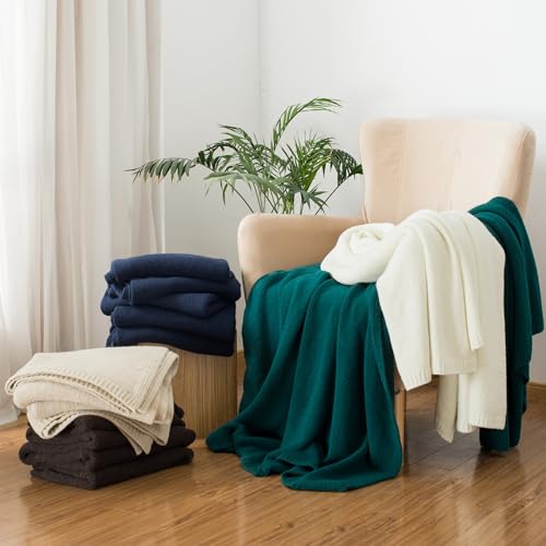 Carriediosa Wool Blend Knit Throw Blanket 50% Recycled Poly 50x60 Navy - color: Indigo Blue, size: 50" X 60"