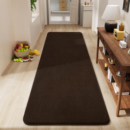 Amearea Modern Soft Hallway Runner Rug, 2x6 Feet Brown Washable Runner Rugs - color: Brown, size: 2' x 6' (Runner)