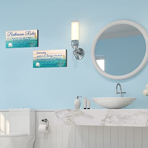 Jetec 2 Pcs Funny Bathroom Signs Wall Decor Farmhouse,Sea World Style - style: Sea World Style