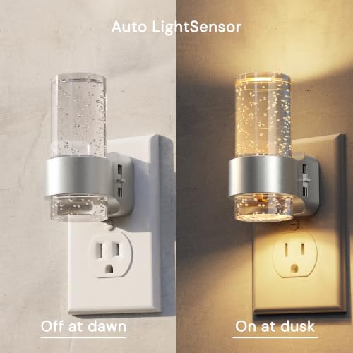 L LOHAS LED Night Lights Plug into Wall, 4 Pack Mini Dimmable Night Light - color: Sliver Ring-3CCT-Mini, size: 4 Pack