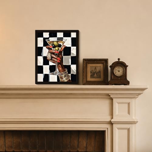 BIQRP Black Woman Hand Martini Cocktail Wooden Wall Art - color: Cocktail2