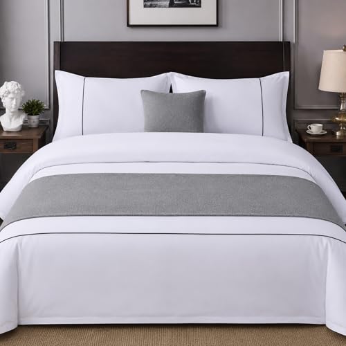 Grey Bed Runner 82 x 18 Inch Solid Grey Reversible BedScarf for Queen & Full Bed Modern Simple Home Decorative for Bedroom Guestroom - 1 Piece