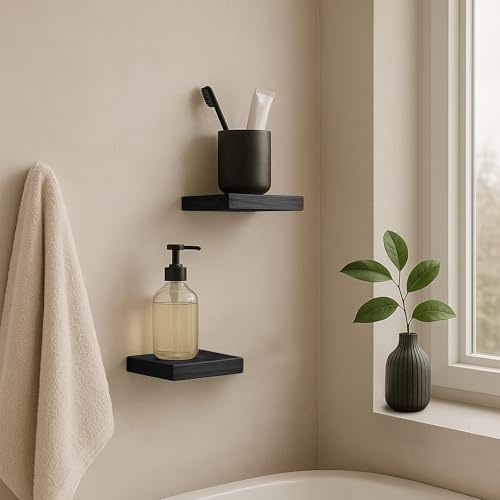 Small Floating Shelves for Wall Set of 4, 6 Inch Square Shelves,Black - color: Black, size: 6 Inch-4 Pcs