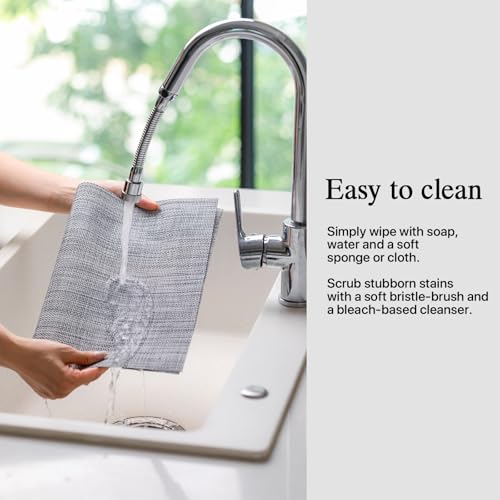 Placemats Set of 4 - Easy Clean Woven Vinyl Placemats for Dining Table, Indoor/Outdoor Place Mats, Washable PVC Table Mats(Gray) - color: A-gray