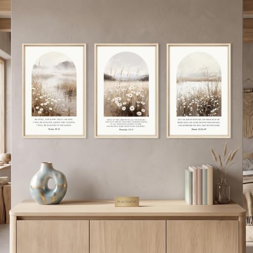 Christian Bible Verse Scripture Daisy Framed Canvas Wall Art Set-16"x24"x3 - color: Christian Bible Verse Wall Art, size: 16"L x 24"W