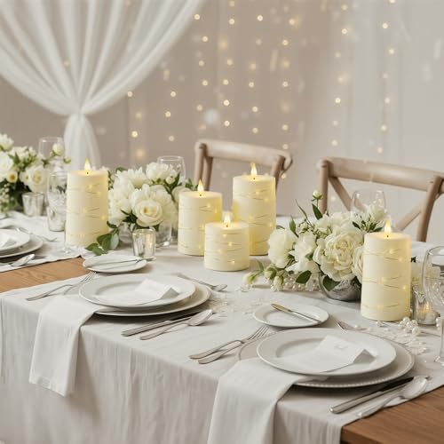 Raycare Ivory Flameless LED Pillar Candles Battery Operated Remote Timer - color: 3pcs-Ivory
