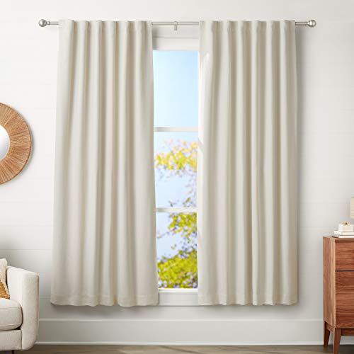 Amazon Basics Adjustable Heavy Duty Curtain Rod for Windows, Round Finials, 1-Inch Rod, 72" to 144", Nickel, 1-Pack - color: Nickel, size: 72" to 144"