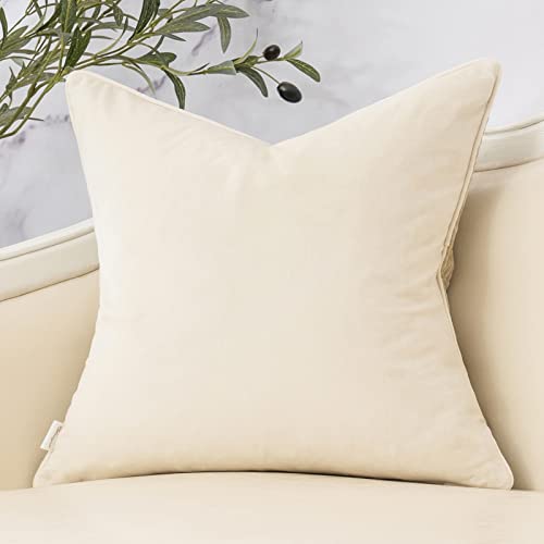 Yangest Beige Twigs Greenish Throw Pillow Cover Branches Velvet Cushion Case Neutral Pillowcase for Sofa Couch Bedroom Living Room Home Decor,20x20 Inch - color: Beige, size: 20" x 20" (Pack of 1)