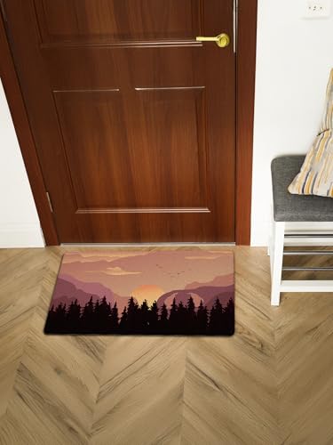 Boho Front Door Mat Outside Entrance - Forest Mountain Decorative Door Mats for Indoor Outdoor Porch Inside Entryway, Washable Non-Slip Welcome Mats, Housewarming Gifts New Home 302 - color: Doormat004