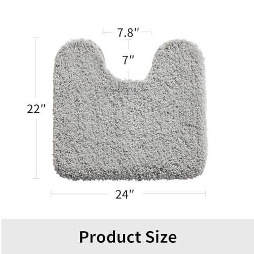Disolla Toilet Rug 22x24 Gray, Non-Slip Soft Toilet Mat U-Shaped Washable - color: Grey, size: 1'10" x 2' (22''x24'' Toilet Rug)