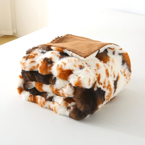 MERRYLIFE Luxury Plush Cow Print Faux Fur Throw Blanket for Couch 60" 80" - color: Cow, size: 60"*80"