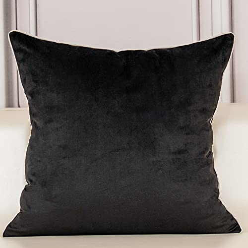 Aeckself European Floral Pillow Cover 18x18 Inch, Luxury Velvet Embroidered Decorative Throw Pillow Cover for Couch Bedroom Living Room, Black and White - color: Black, size: 18" x 18" (Pack of 1)