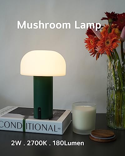 Small Cordless Mushroom Table Lamp, Waterproof Shower Lamp Green - color: Green