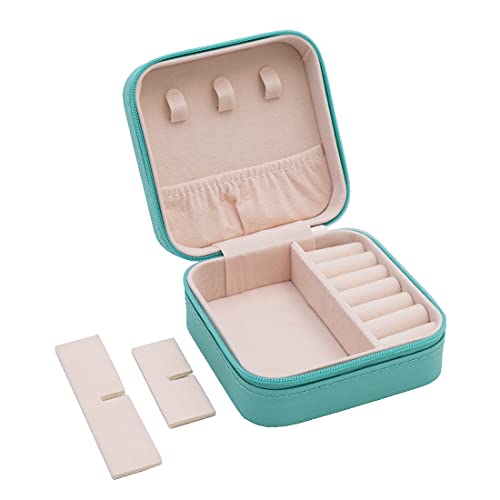 TRODANCE Mini Jewelry Travel Case, Small Jewelry Organizer, Portable Mini Storage Box for Rings, Earrings, Necklaces, Gift for Mother Mom, Girl, Daughter, Sisters, Bridesmaids (Blue-4pcs) - color: 4 packs - blue