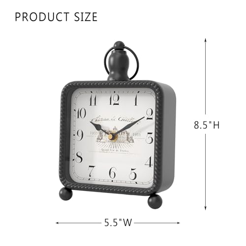 Vintage Black Table Clock on Stand, Desk and Shelf Decor Clock - color: Black