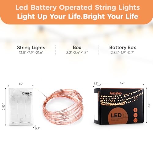 Ariceleo 1 Pack 16.4ft Battery Operated String Lights with Timer, Red with Synchronized Twinkle Mode, Fairy Lights Battery Powered, 50 LEDs, Idea for Christmas Bedroom Party Wedding - color: Red, size: 1 Pack-Upgrade