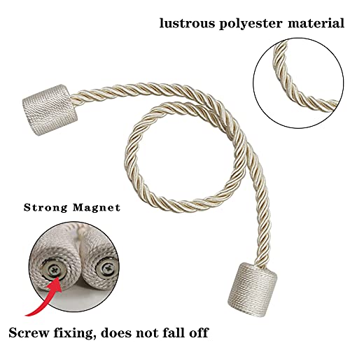 Magnetic Curtain Tiebacks Holdbacks Decorative Tie Backs for Windows Porlau - color: Beige