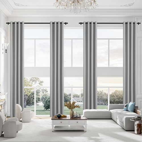 Extra Long Grommet Blackout Curtains, 1 Panel, Gray, W52 x L216 - color: Grey, size: 52"W x 216"L (Pack of 1)