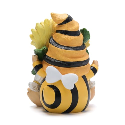 Hodao Bee Gnome Figurine Resin Sunflower Garden Decor Indoor Outdoor - style: Whimsical
