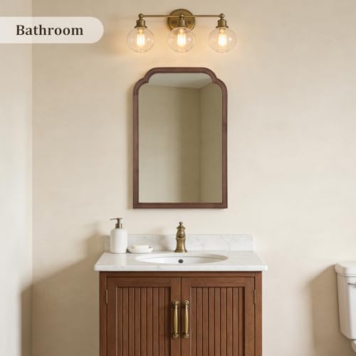 WallBeyond Wood Bathroom Mirrors for Wall Mounted, 20" x 30" Rustic Wood Frame Wall Mirrors Decorative for Living Room or Bedroom Vanity Mirror (Walnut) - color: Walnut B, size: 30"L x 20"W