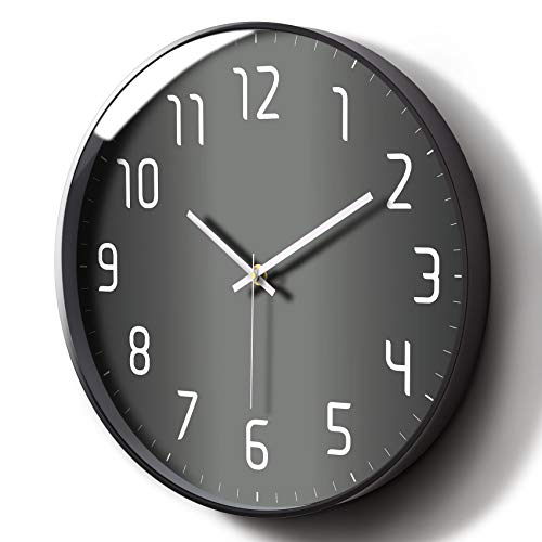 Silent Non-Ticking Analog Wall Clock, Gradient Black, 12'' - color: Gray, size: 12inch