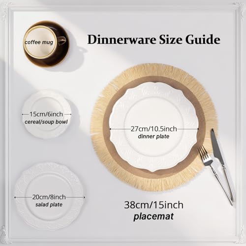 FunWheat Burlap Round Braided Placemats Set of 12 for Dining Tables 15 Inch Heat Resistant Jute Table Mats Farmhouse Woven Fabric Natural Place mats for Fall Decorations Indoor Outdoor(Beige) - color: Sunflower Beige, size: 12pcs