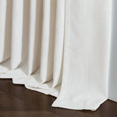 Natural Cream Linen Cafe Curtains 24 Inch Length Pinch Pleated 2 Panels Set - color: Natural, size: 40"W x 24"L (Pack of 2)