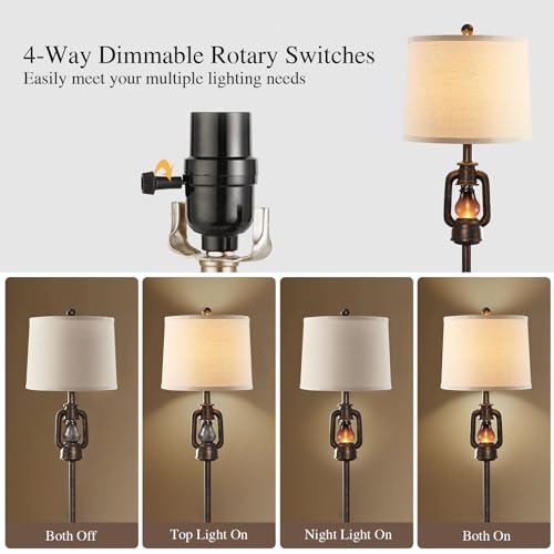 63'' Farmhouse Lantern Floor Lamp for Living Room with 2 Light Sources - style: Farmhouse
