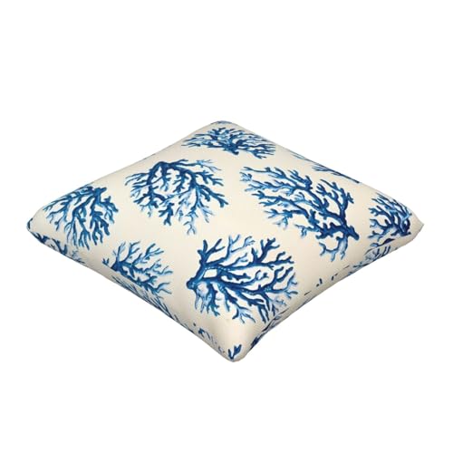 Navy Blue Coastal Throw Pillow Covers 18 X 18 Inch Set of 2, Summer Beach Sea Coral Pillow Covers Decorative Outdoor Pillowcase Linen Square Nautical Cushion Cover for Bedroom Living Room Sofa - color: Navy Blue Coral, size: 18" x 18" (Pack of 2)