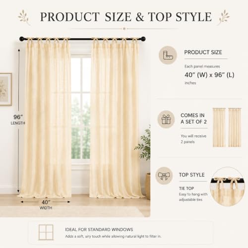 TARAN LIVING Sheer Crinkle Curtain Panel Set of 2, 100% Washable Cotton Window Treatment Rod Pocket Curtain Panels for Kitchen, Bedroom and Living Room (Salmon Pink, Long Door (40"x96")) - color: Salmon Pink